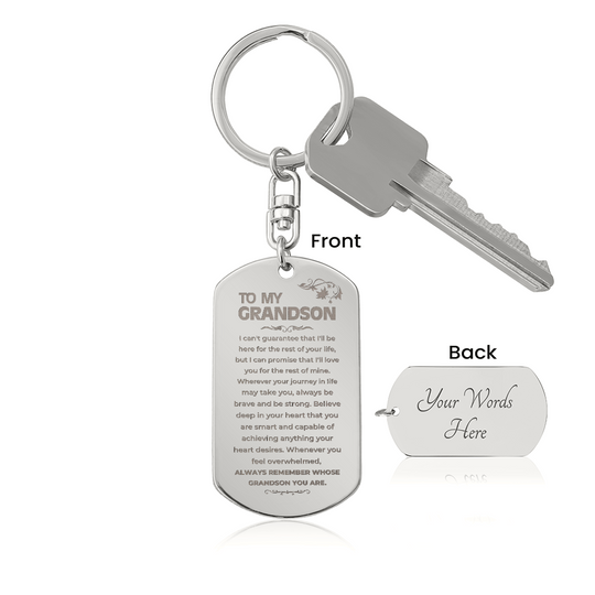 To My Grandson | Remember Whose Grandson You Are | Personalized Keychain - SS293V7 Jewelry ShineOn Fulfillment Engraved Dog Tag Keychain Stainless Steel Yes
