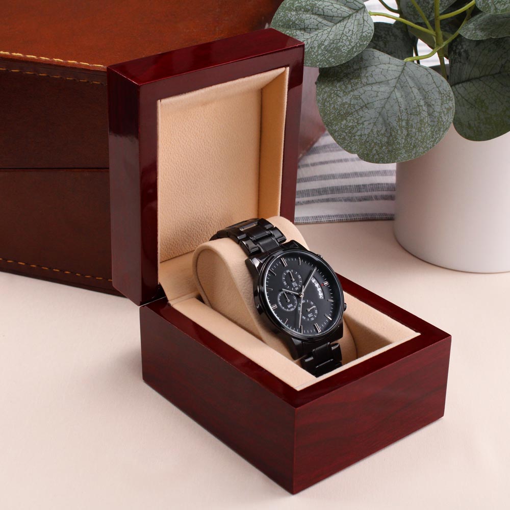 To My Son – Personalized Christmas Engraved Black Watch