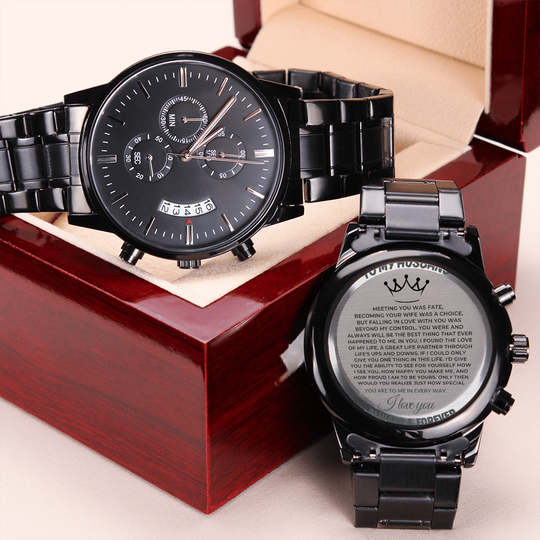 To My Husband - Engraved Premium Watch - SS220 Jewelry ShineOn Fulfillment Luxury Box w/LED