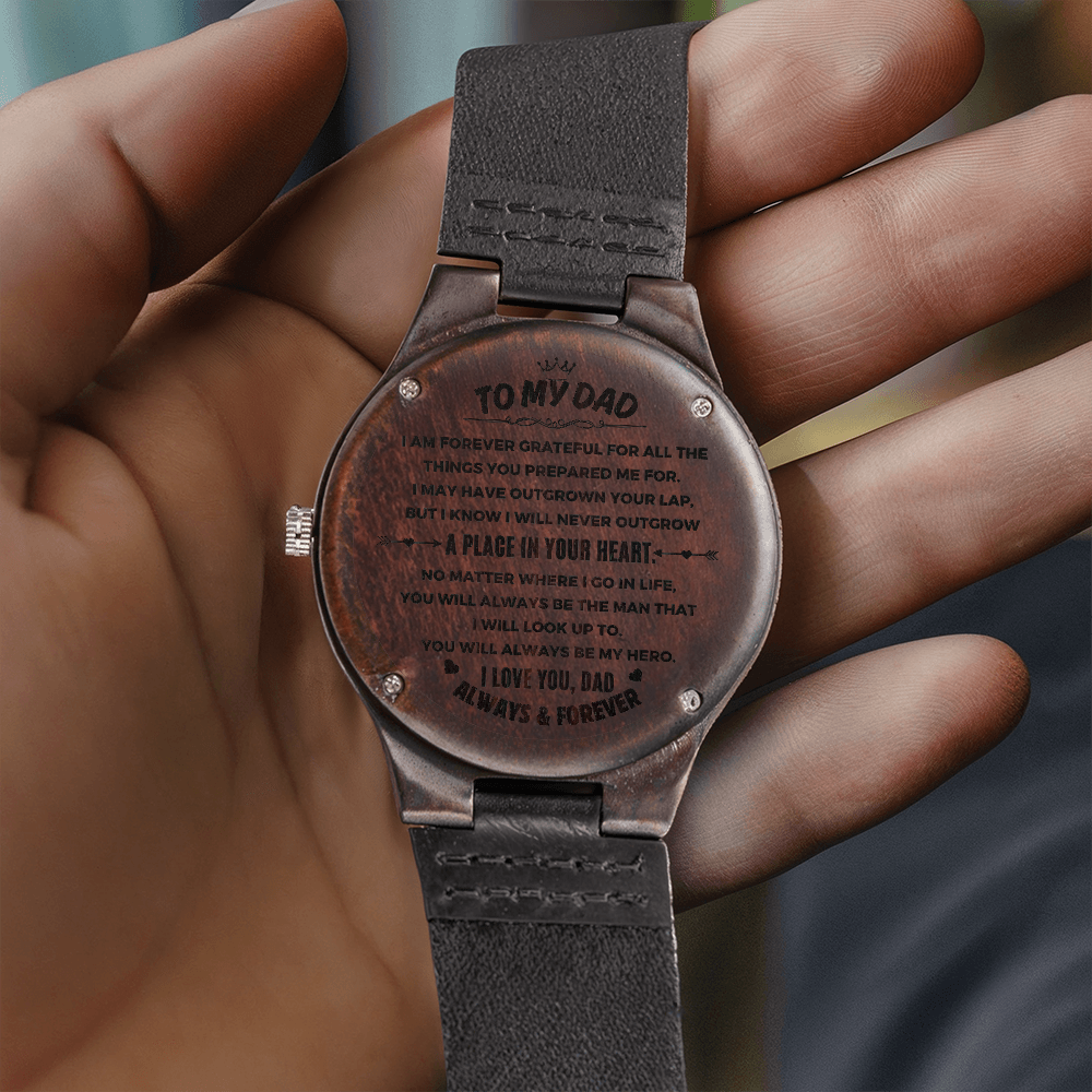 To My Dad - Premium Engraved Wood Watch - SS485 Watches ShineOn Fulfillment