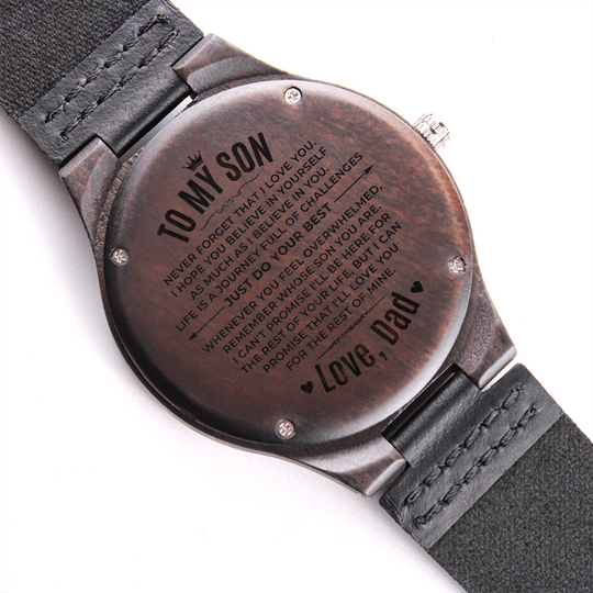 To My Son - Love, Dad - Engraved Wood Watch - SS482D Watches ShineOn Fulfillment Standard Box