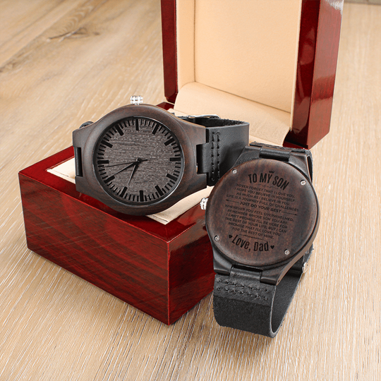 To My Son - Love, Dad - Engraved Wood Watch - SS482D Watches ShineOn Fulfillment