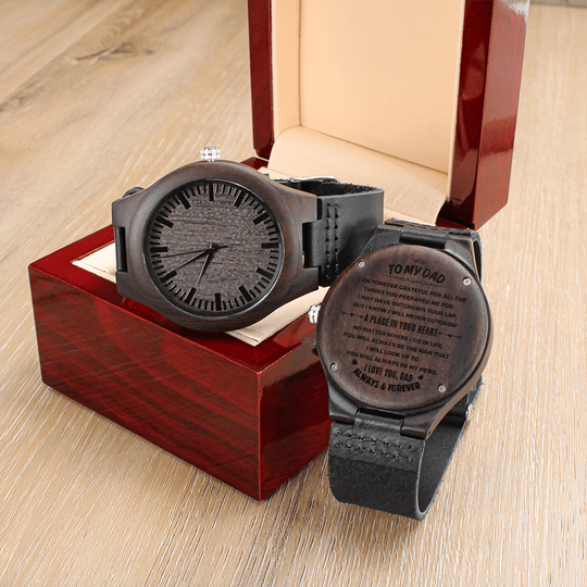 To My Dad - Premium Engraved Wood Watch - SS485 Watches ShineOn Fulfillment