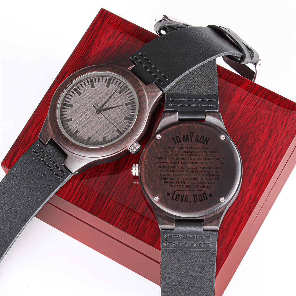 To My Son - Love, Dad - Engraved Wood Watch - SS482D Watches ShineOn Fulfillment Luxury Box