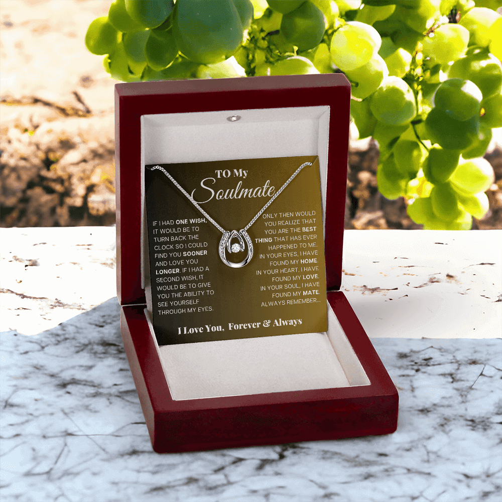 Gift for soulmate necklace set with romantic message card, a sentimental birthday gift for soulmate, beautifully packaged.