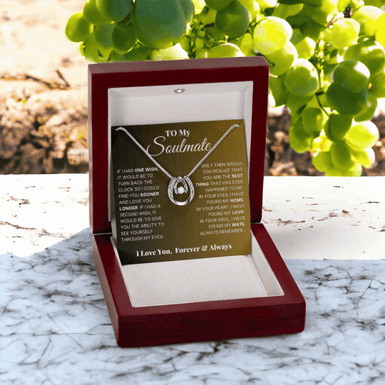 Gift for soulmate necklace set with romantic message card, a sentimental birthday gift for soulmate, beautifully packaged.