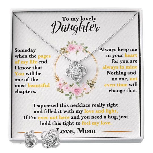 To My Lovely Daughter - Necklace & Earrings - Beautiful Gift Set - SSD35 Jewelry ShineOn Fulfillment Two Tone Box