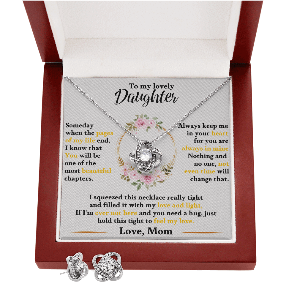 To My Lovely Daughter - Necklace & Earrings - Beautiful Gift Set - SSD35 Jewelry ShineOn Fulfillment Luxury Box w/LED