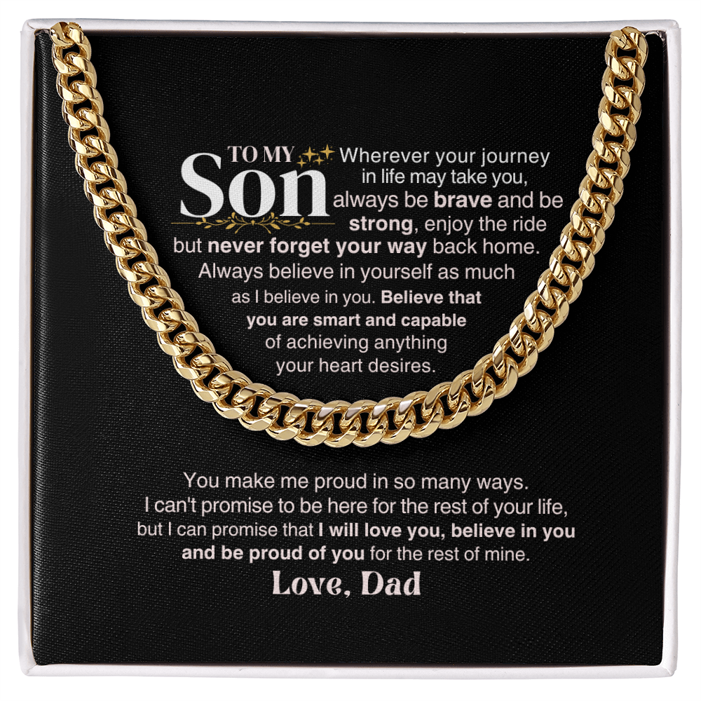 To My Son - Dad - Never Forget Your Way Back Home - Gift Set - SS328Dv Jewelry ShineOn Fulfillment 18K Yellow Gold Finish Standard Box