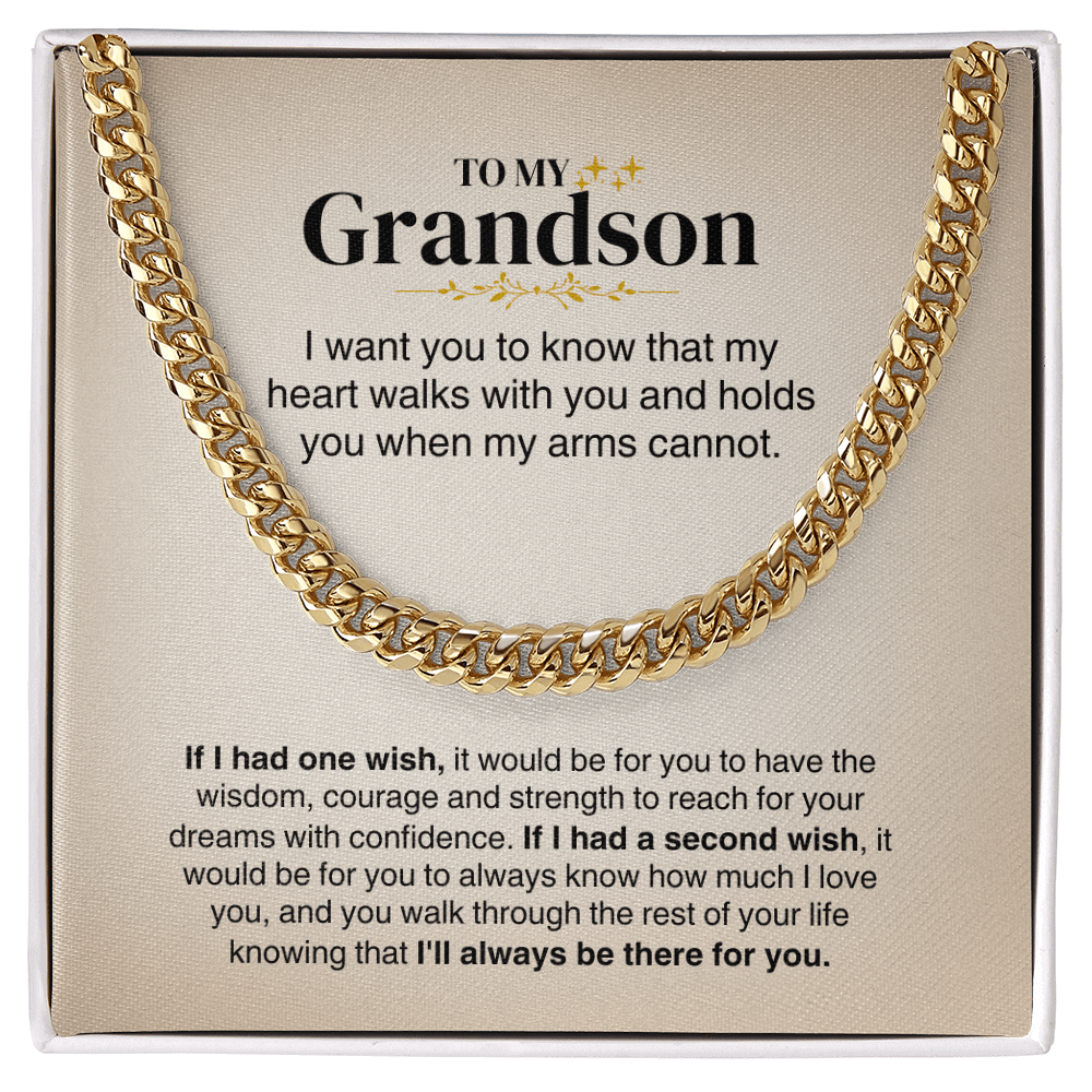 To My Grandson - Cuban Link Chain Gift Set - SS160 Jewelry ShineOn Fulfillment 18K Yellow Gold Finish Standard Box