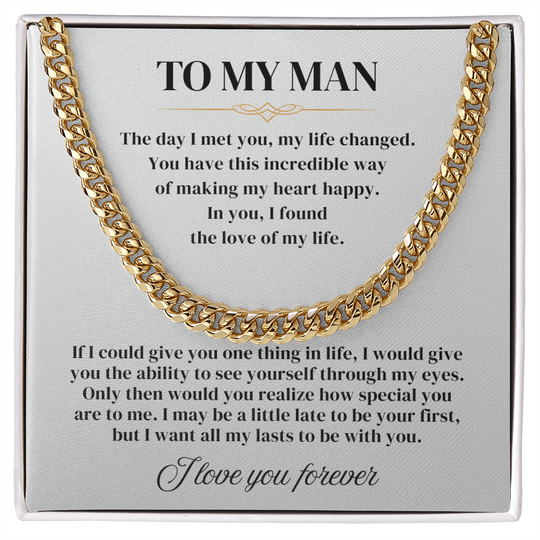 To My Man - Cuban Link Chain Gift Set - SSFH1 Jewelry ShineOn Fulfillment 18K Yellow Gold Finish Standard Box