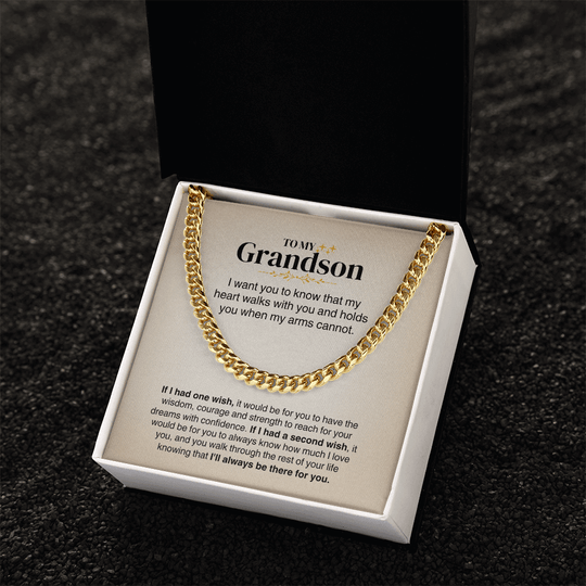 To My Grandson - Cuban Link Chain Gift Set - SS160 Jewelry ShineOn Fulfillment