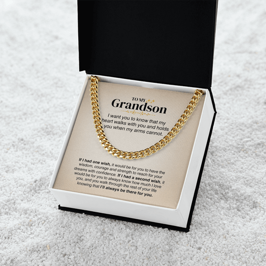 To My Grandson - Cuban Link Chain Gift Set - SS160 Jewelry ShineOn Fulfillment