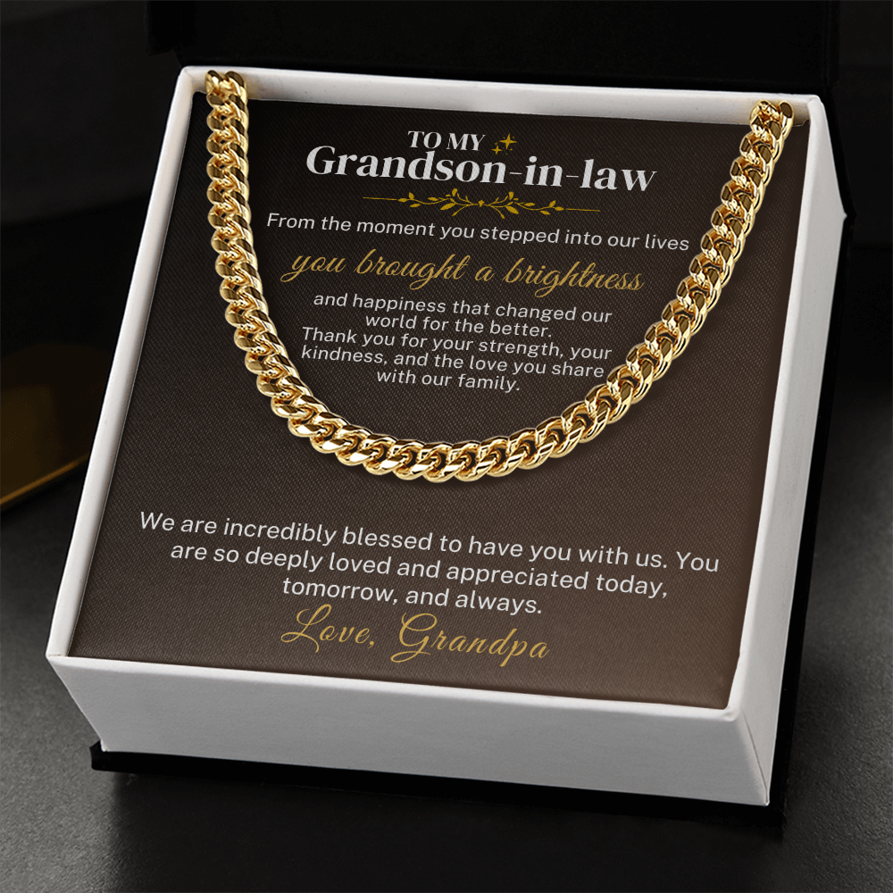 To My Grandson-In-Law Classic Men's Cuban Link Chain Necklace