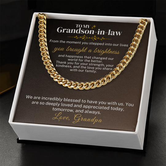 To My Grandson-In-Law Classic Men's Cuban Link Chain Necklace