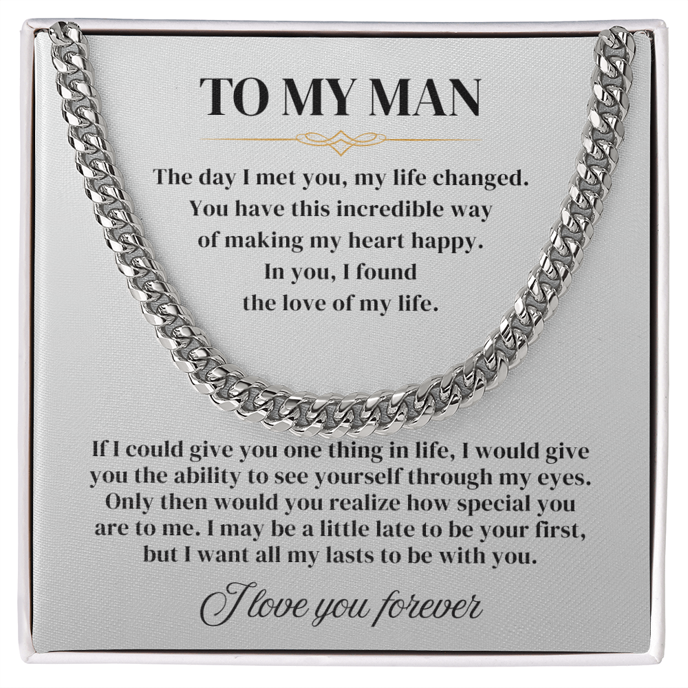 To My Man - Cuban Link Chain Gift Set - SSFH1 Jewelry ShineOn Fulfillment Stainless Steel Standard Box
