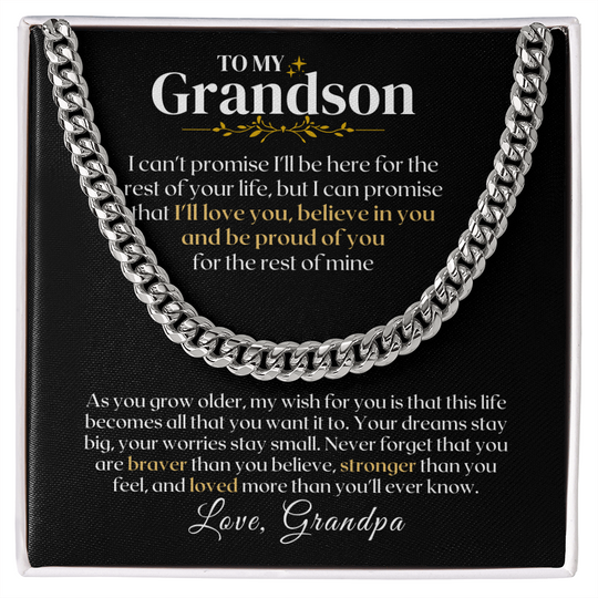 To My Grandson - From Grandpa - Rest Of Mine - Gift Set - SS330 Jewelry ShineOn Fulfillment Stainless Steel Standard Box