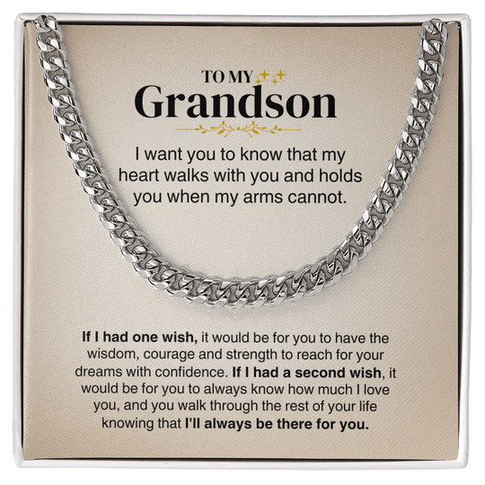 To My Grandson - Cuban Link Chain Gift Set - SS160 Jewelry ShineOn Fulfillment Stainless Steel Standard Box