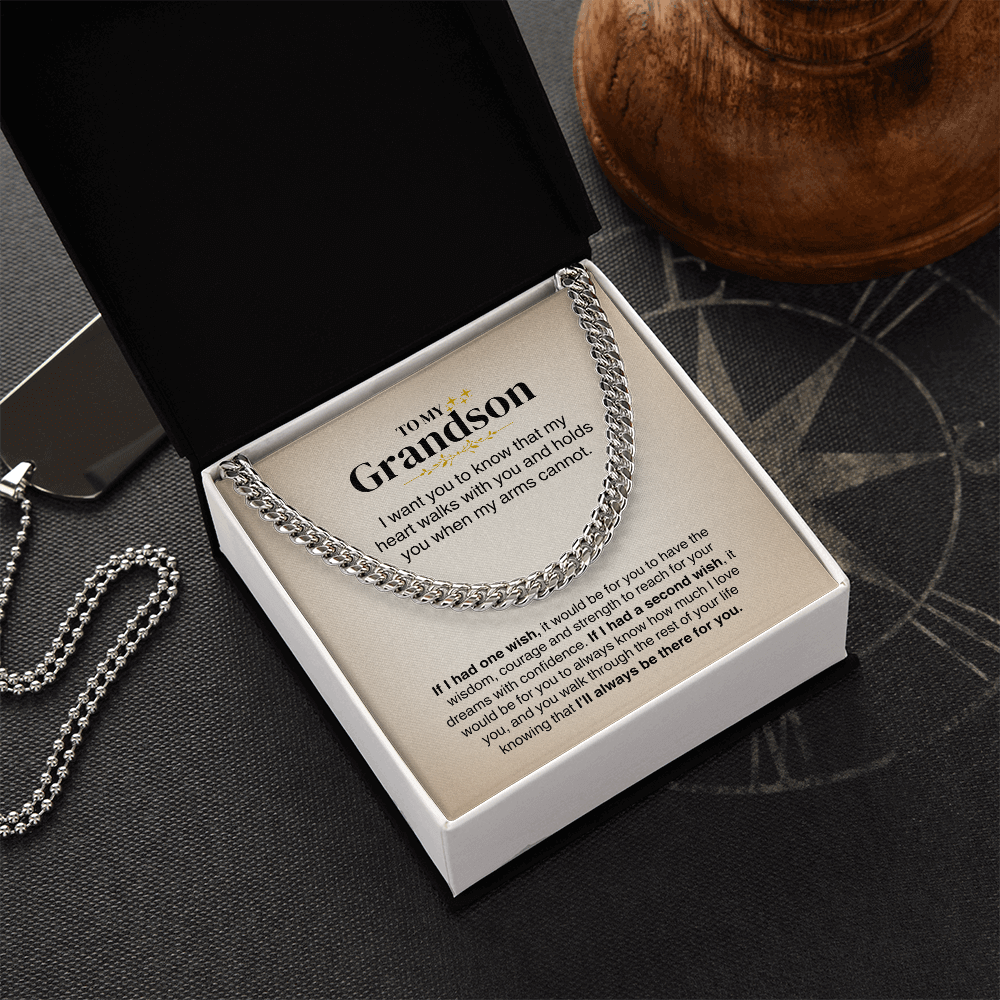 To My Grandson - Cuban Link Chain Gift Set - SS160 Jewelry ShineOn Fulfillment