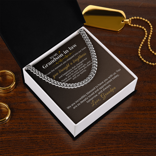To My Grandson-In-Law Classic Men's Cuban Link Chain Necklace
