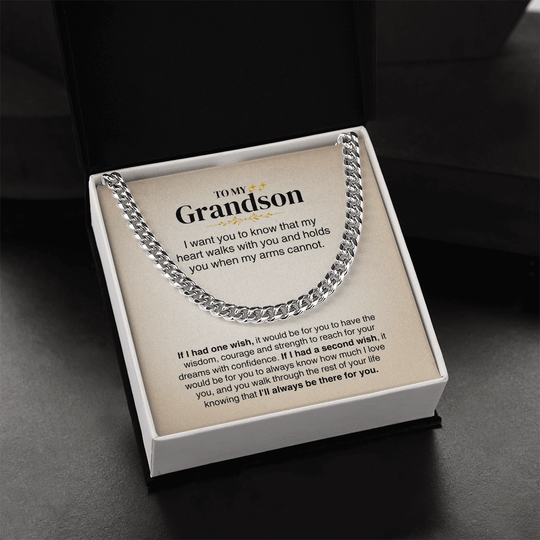 To My Grandson - Cuban Link Chain Gift Set - SS160 Jewelry ShineOn Fulfillment