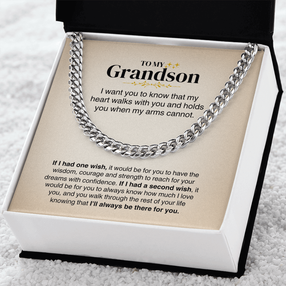 To My Grandson - Cuban Link Chain Gift Set - SS160 Jewelry ShineOn Fulfillment