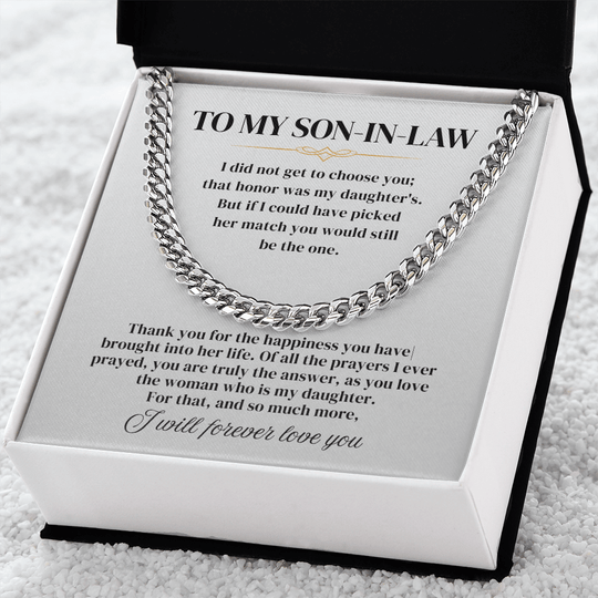 To My Son In Law - Cuban Link Chain Gift Set - SSIL1 Jewelry ShineOn Fulfillment