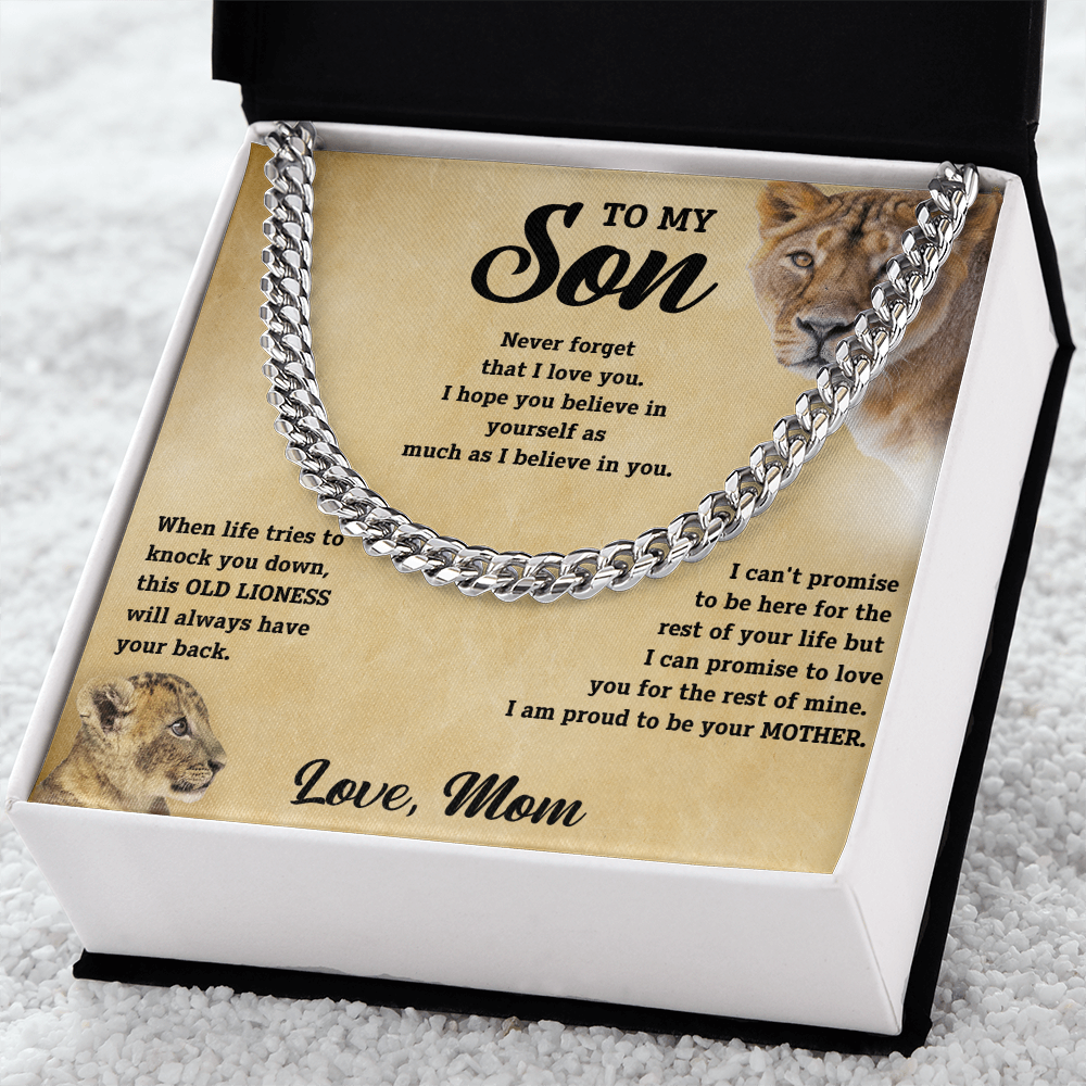 To My Son - Love Mom - Cuban Chain Gift Set - SS11V2 Jewelry ShineOn Fulfillment