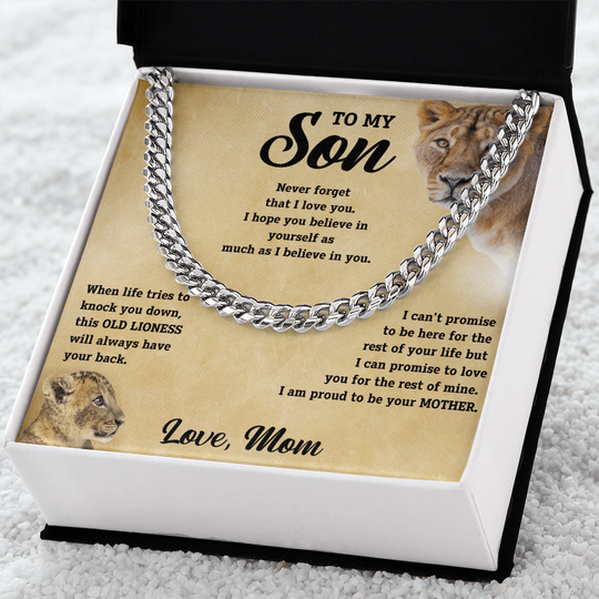 To My Son - Love Mom - Cuban Chain Gift Set - SS11V2 Jewelry ShineOn Fulfillment