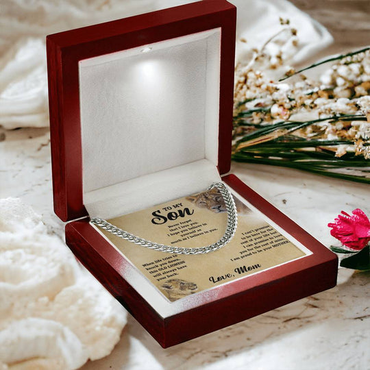 To My Son - Love Mom - Cuban Chain Gift Set - SS11V2 Jewelry ShineOn Fulfillment Stainless Steel Standard Box