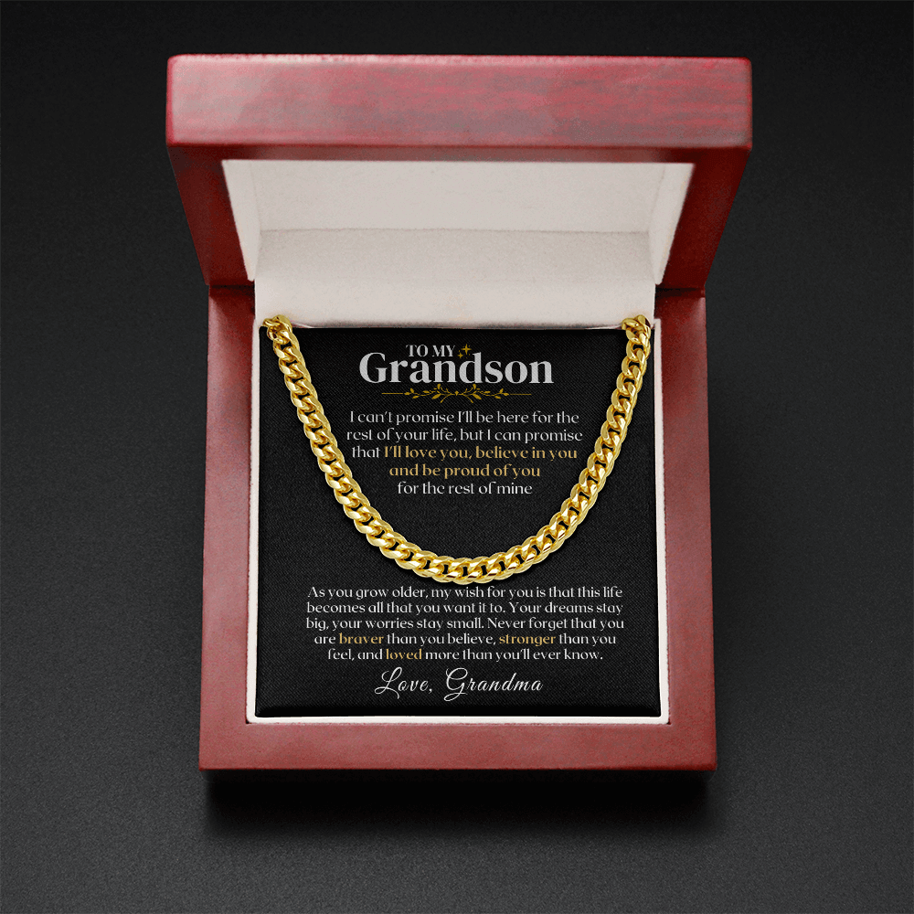 Meaningful grandson gift for milestone birthdays or graduation, featuring a premium necklace in a gift box.