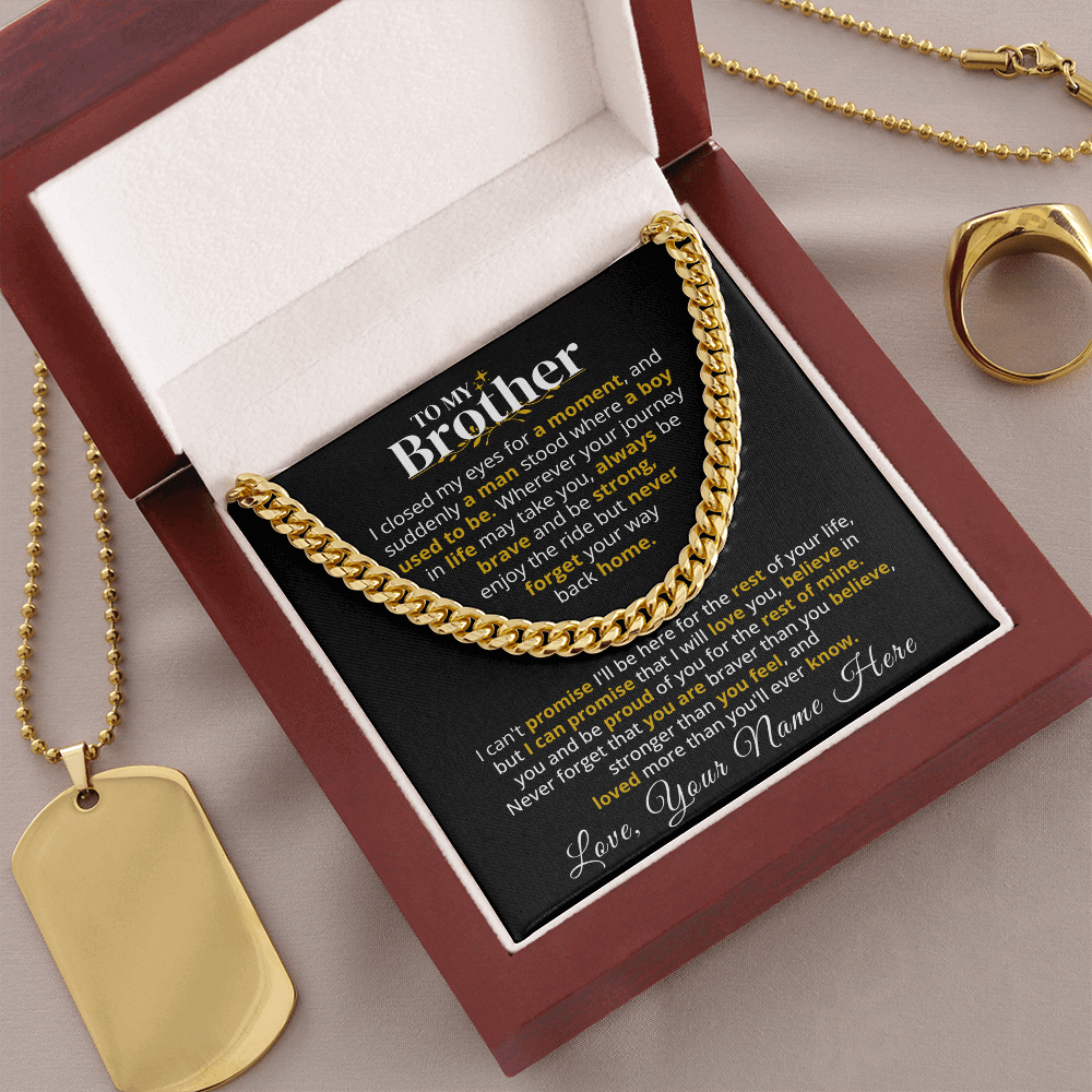 To My Brother necklace in a gift box, perfect for a meaningful milestone birthday gift for brother.