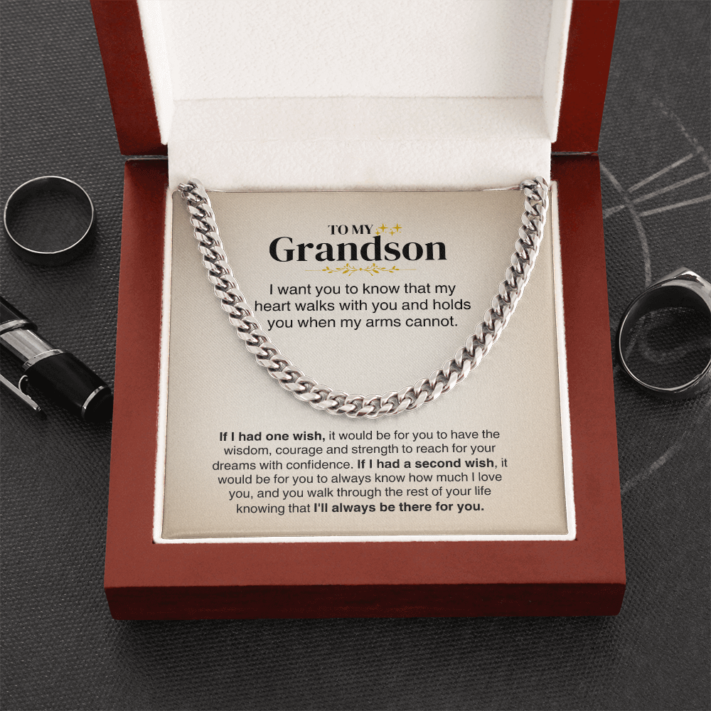 To My Grandson - Cuban Link Chain Gift Set - SS160 Jewelry ShineOn Fulfillment