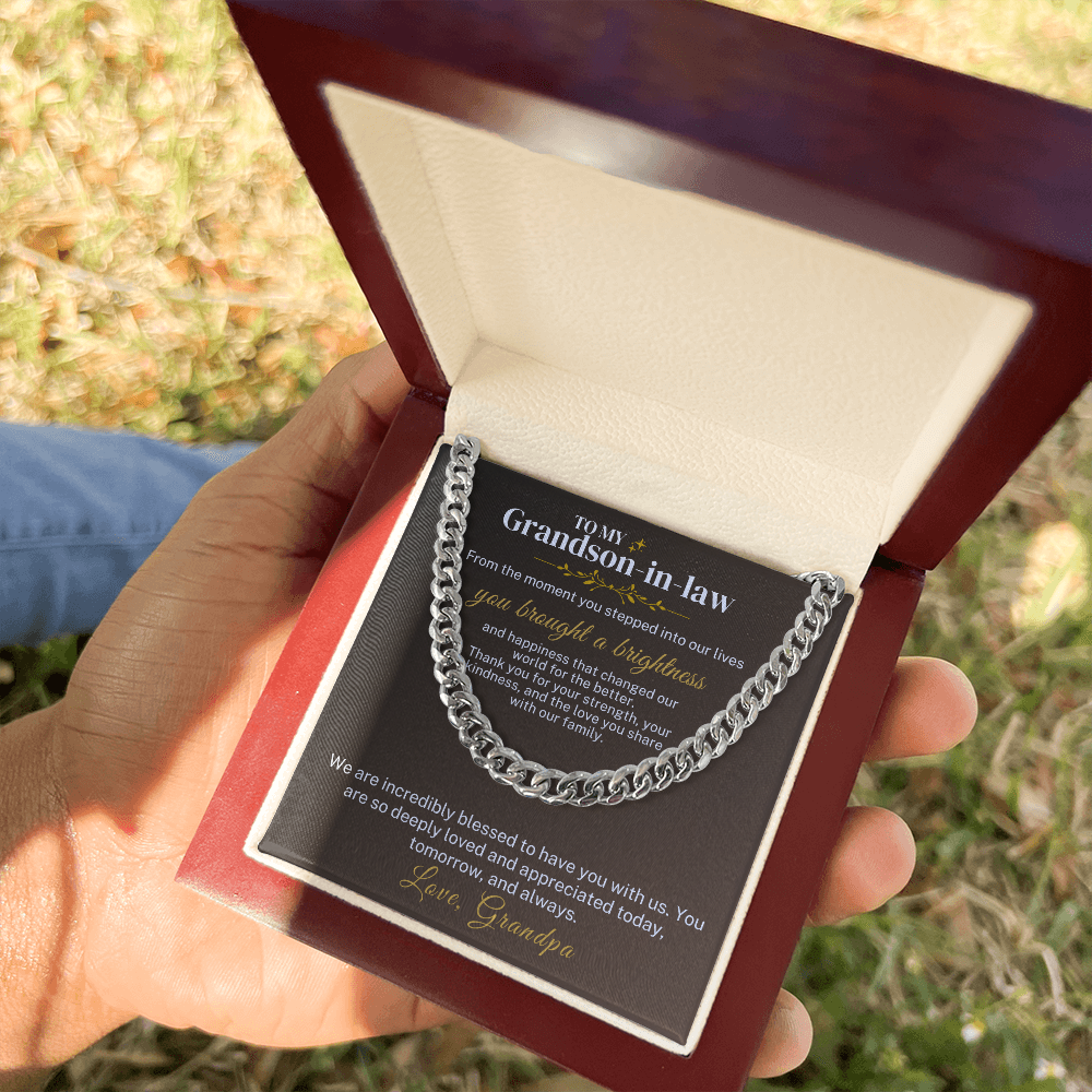 To My Grandson-In-Law Classic Men's Cuban Link Chain Necklace