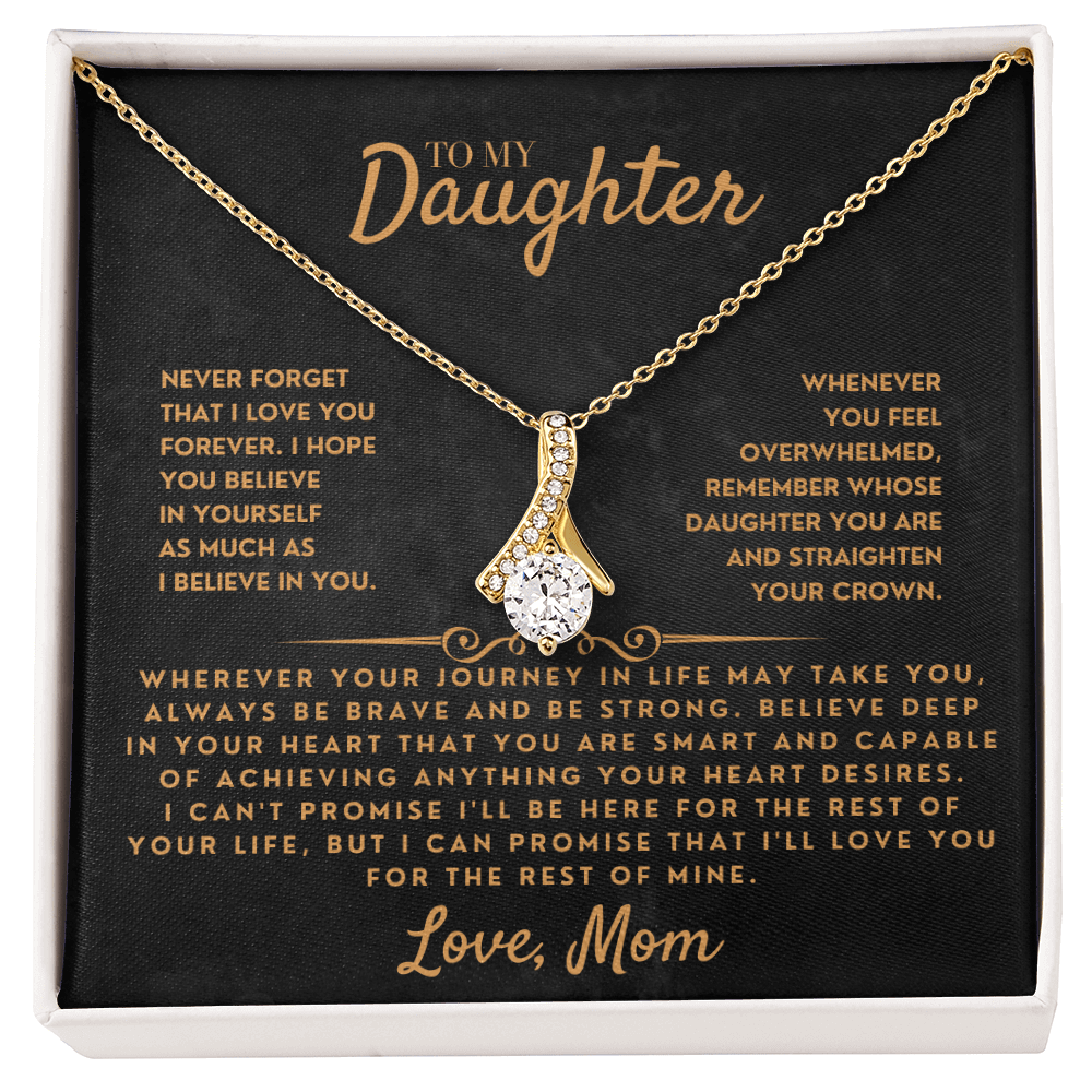 To My Daughter - Love Mom - Necklace Gift Set - SS318DV17 Jewelry ShineOn Fulfillment 18K Yellow Gold Finish Standard Box