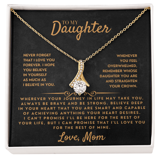 To My Daughter - Love Mom - Necklace Gift Set - SS318DV17 Jewelry ShineOn Fulfillment 18K Yellow Gold Finish Standard Box
