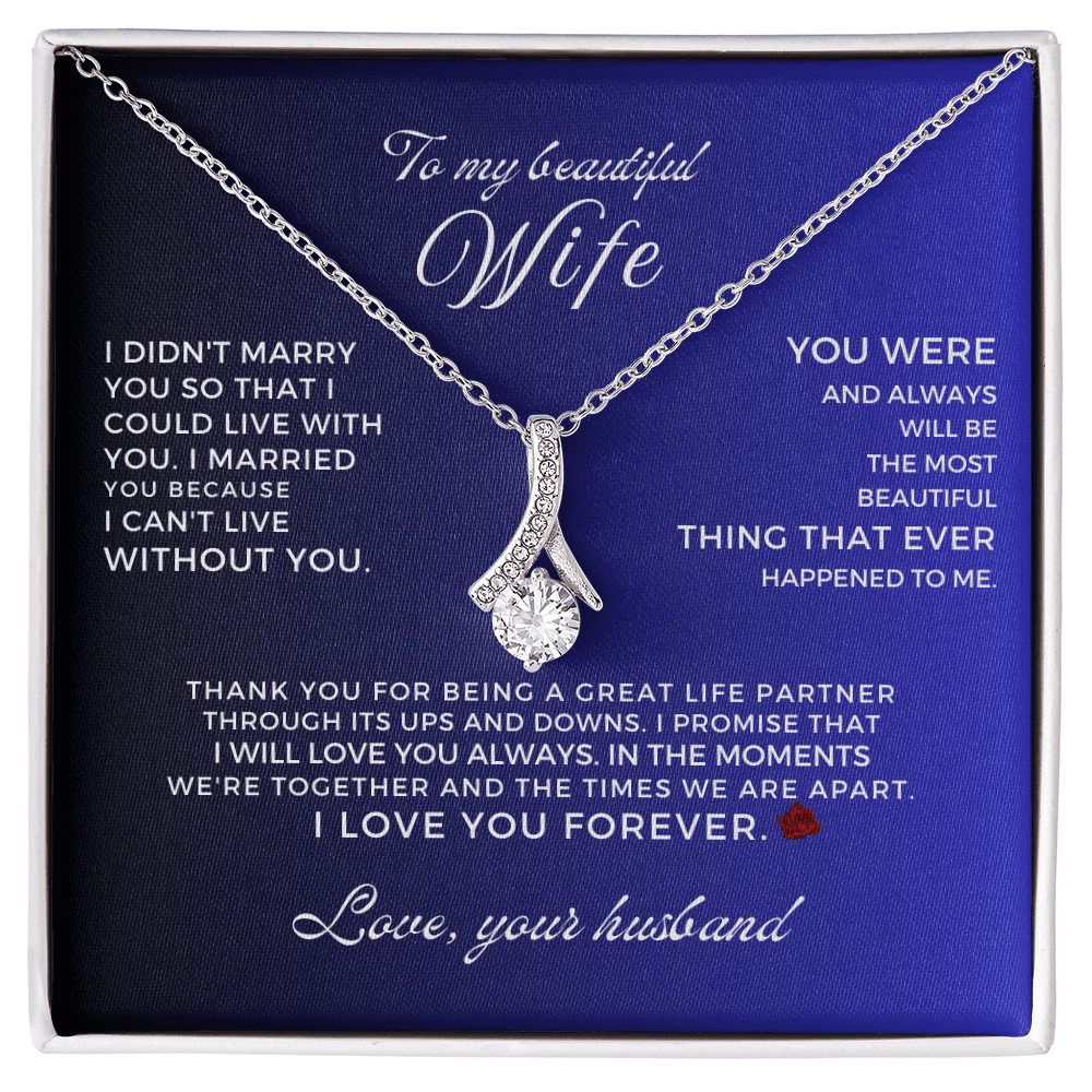 To My Beautiful Wife - Beautiful Gift Pedant Neckle Set - SS16V2R Jewelry ShineOn Fulfillment 14k White Gold Finish Standard Box