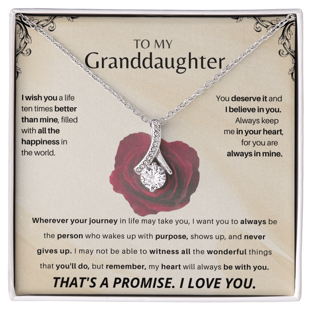To My Granddaughter - Personalized Beautiful Gift Set - SSGD23V3 Jewelry ShineOn Fulfillment 14k White Gold Finish Standard Box