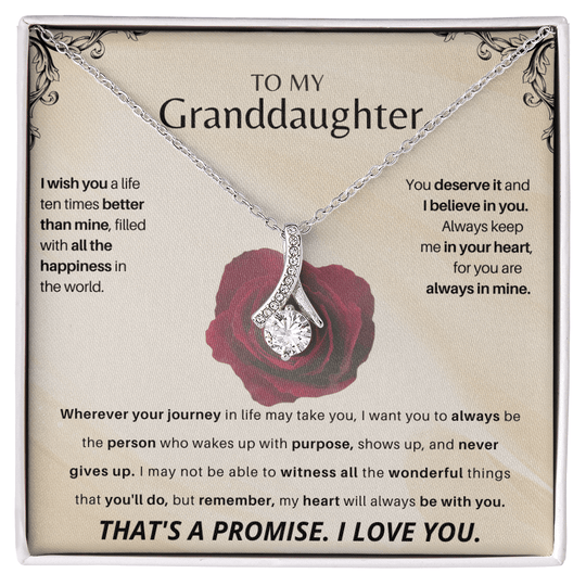 To My Granddaughter - Personalized Beautiful Gift Set - SSGD23V3 Jewelry ShineOn Fulfillment 14k White Gold Finish Standard Box