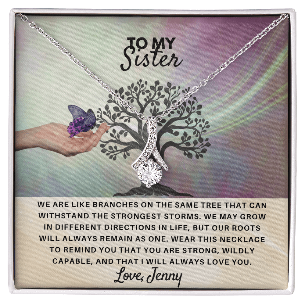 To My Sister - Personalized Gift Set - SSS4V2 Jewelry ShineOn Fulfillment 14k White Gold Finish Standard Box