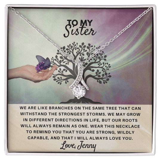 To My Sister - Personalized Gift Set - SSS4V2 Jewelry ShineOn Fulfillment 14k White Gold Finish Standard Box