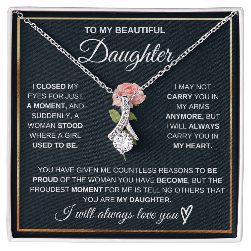 To My Beautiful Daughter - Pround Of You - Gift Set - SSD51 Jewelry ShineOn Fulfillment 14k White Gold Finish Standard Box