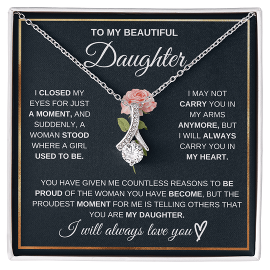 To My Beautiful Daughter - Pround Of You - Gift Set - SSD51 Jewelry ShineOn Fulfillment 14k White Gold Finish Standard Box