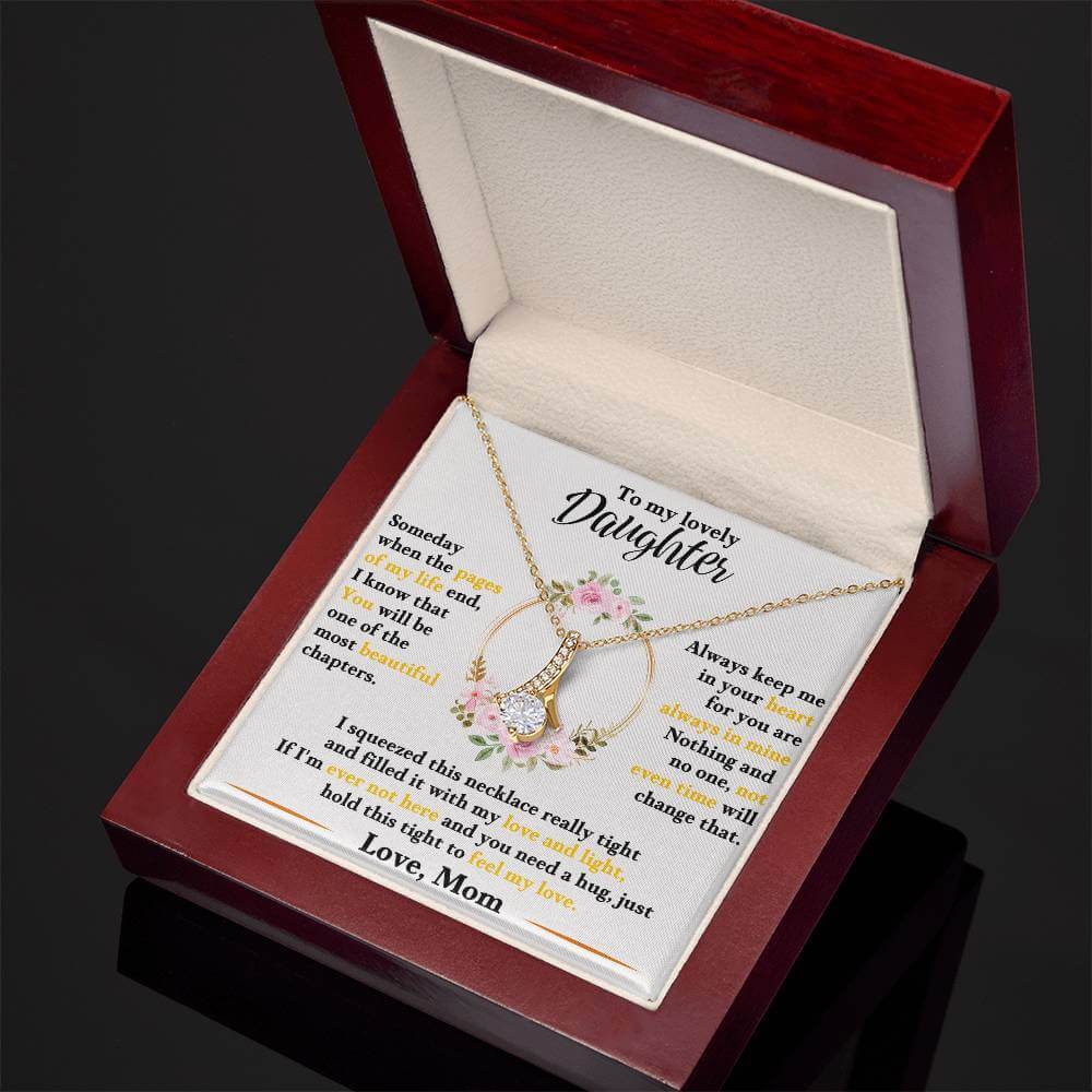 To My Lovely Daughter - Love Mom - Gift Set - SSD50 Jewelry ShineOn Fulfillment 18K Yellow Gold Finish Luxury Box