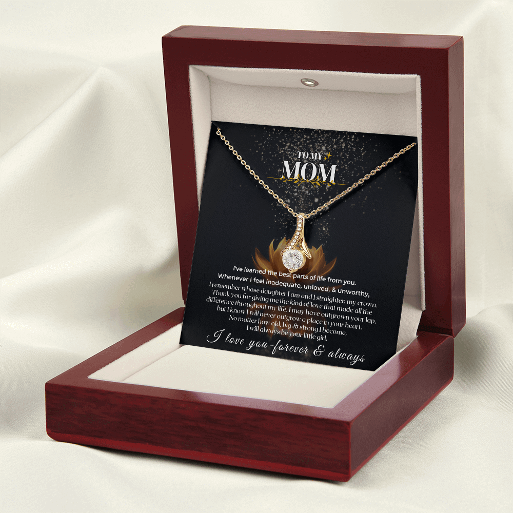 To My Mom sentimental mother appreciation keepsake pendant in elegant jewelry box with heartfelt message.