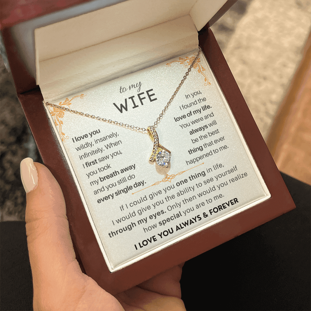 To My Wife "Love You Infinitely" pendant keepsake, a meaningful valentine day or anniversary gift for her.