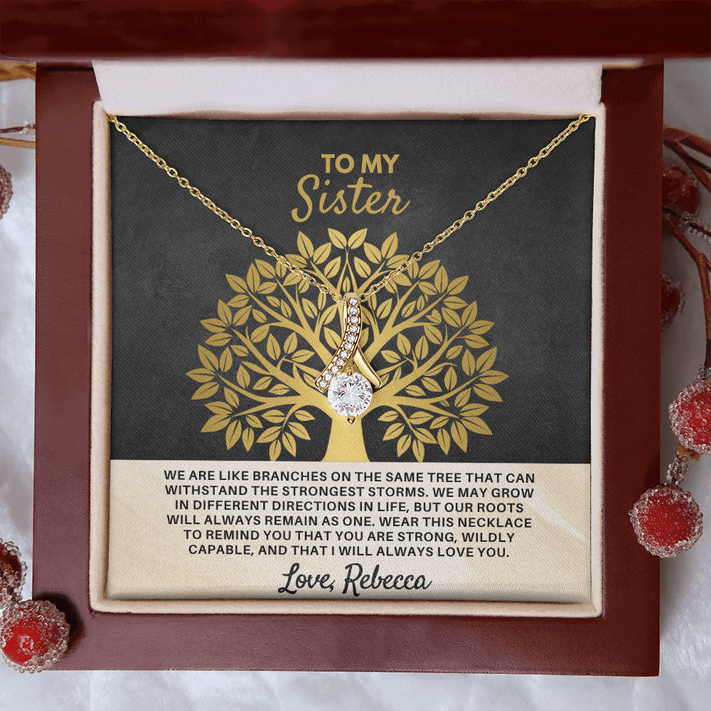 To My Sister "Branches of One Tree" necklace, meaningful adult sister birthday or holiday gift.