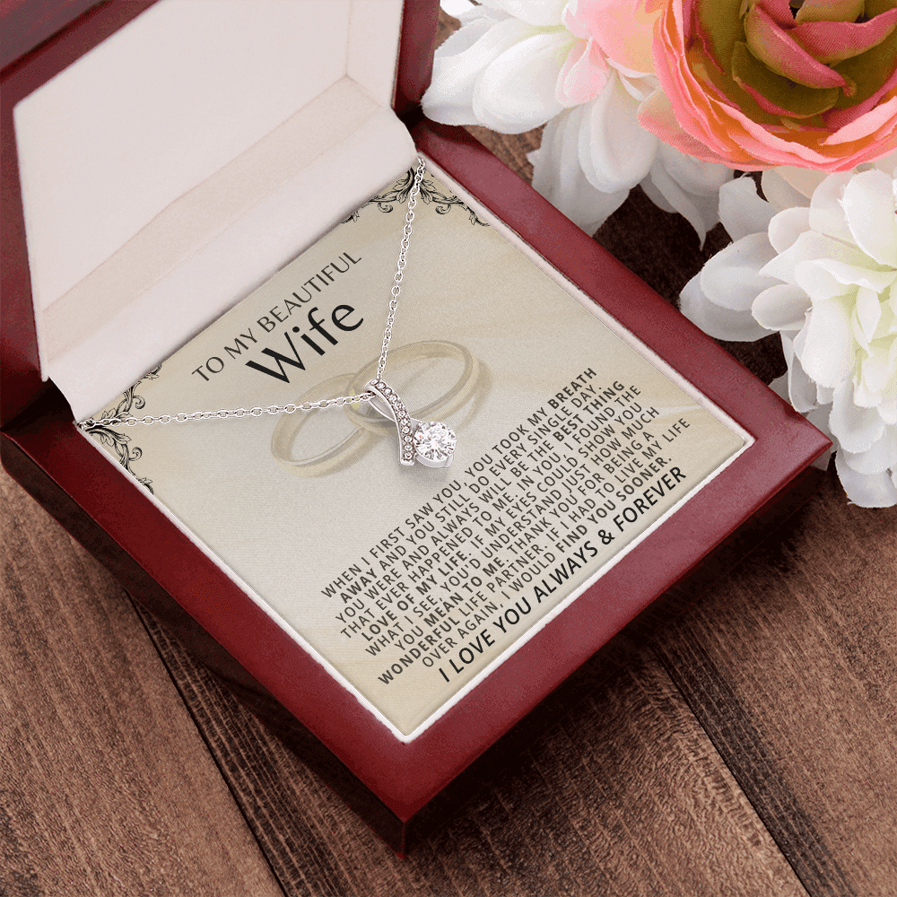 Sentimental marriage appreciation keepsake necklace from USA inside a box with a heartfelt message for a beautiful wife.
