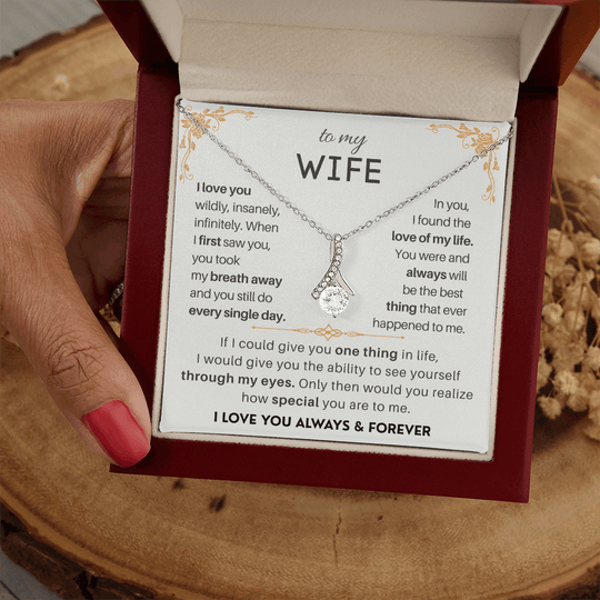 To My Beautiful Wife - Gift Set - SSD18V Jewelry ShineOn Fulfillment 14k White Gold Finish Luxury Box