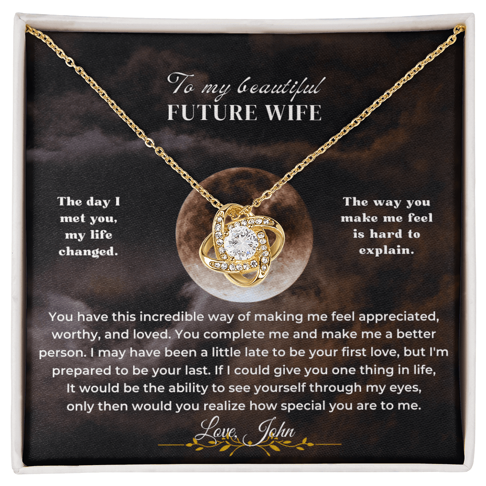 To My Beautiful Future Wife - Love Knot Gift Set - SS50V6 Jewelry ShineOn Fulfillment 18K Yellow Gold Finish Standard Box